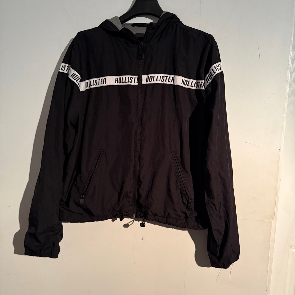 Hollister Large Womens Windbreaker Jacket Hooded Y2K Branded